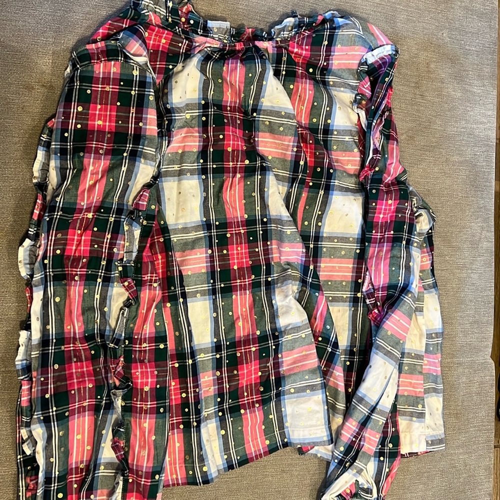 Plaid Long Sleeve Ruffle Shirt